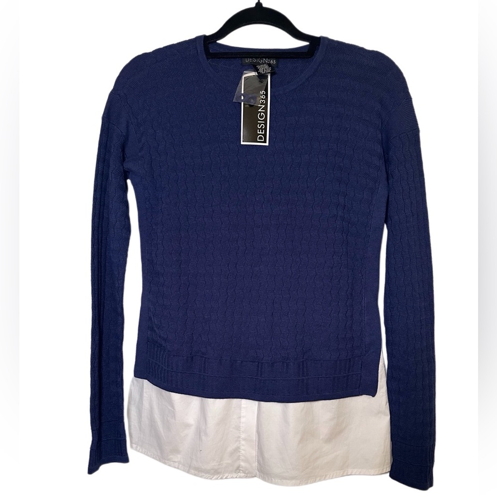 Designer Originals Women's Blue Sweater with White Layer